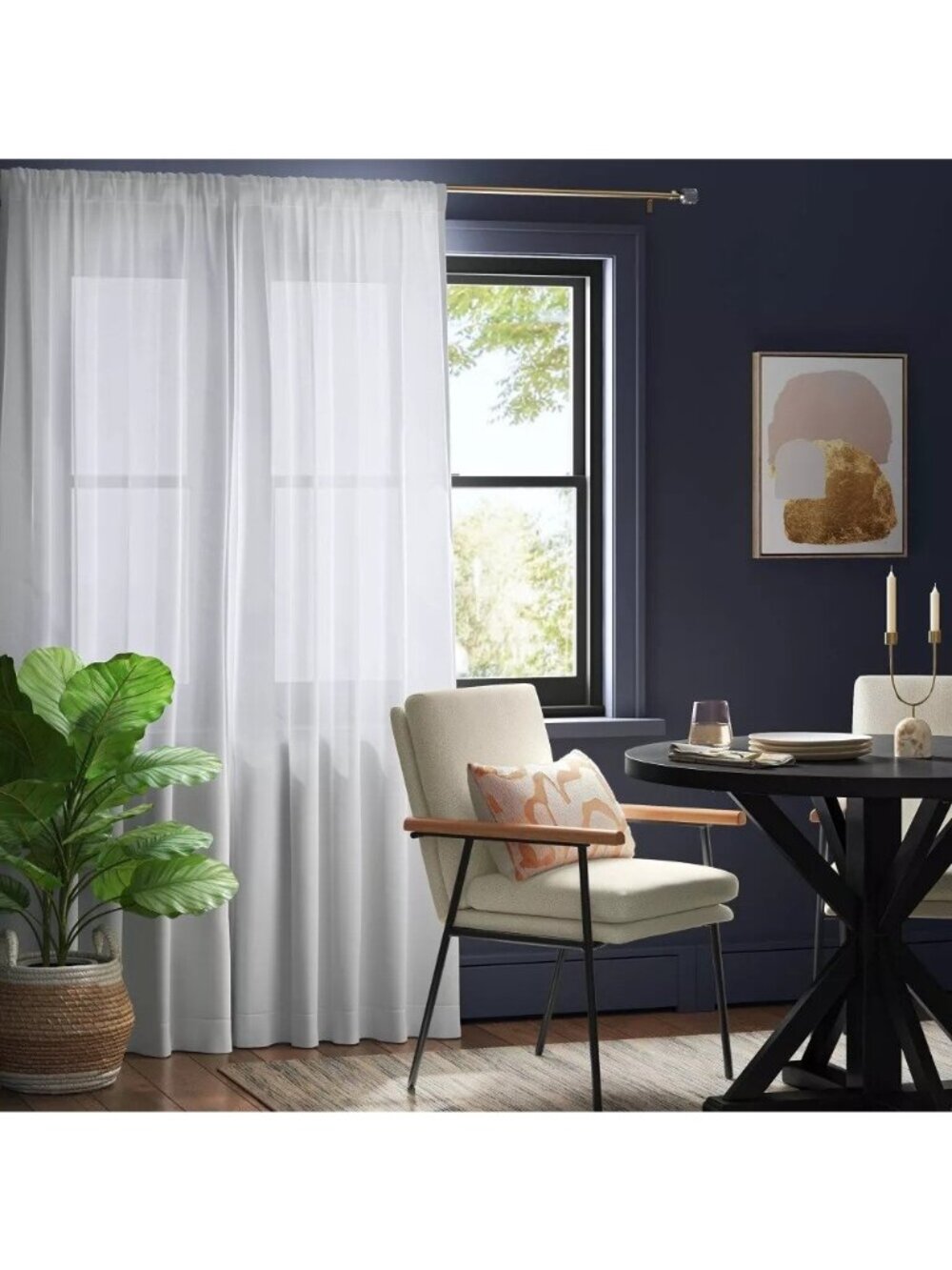 Threshold Farrah Light Filtering 2 Solid White Curtain Panel Set 54" x 63" Each